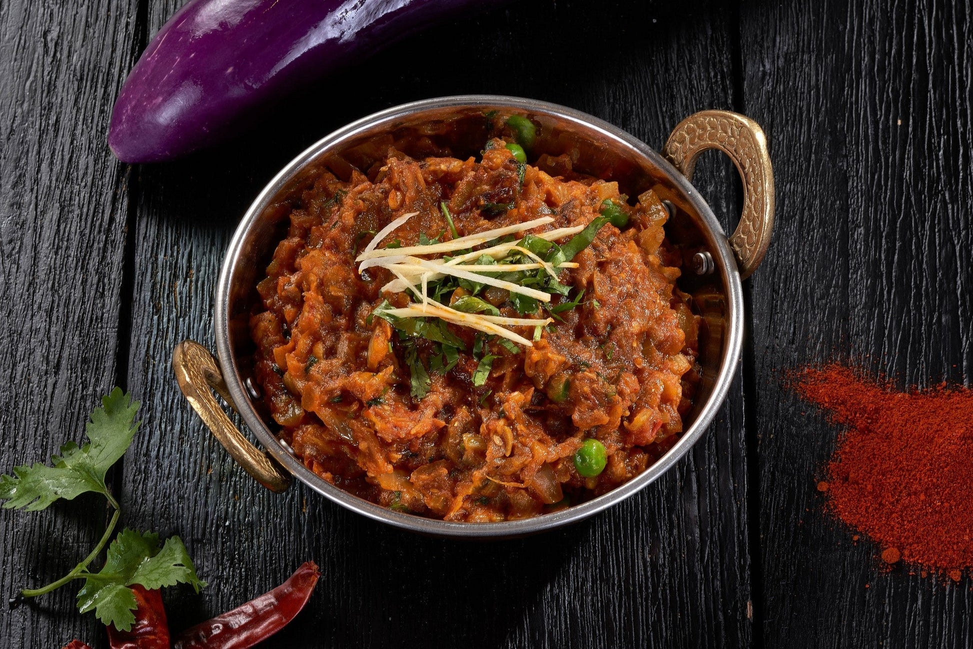 Flavorful Baingan Ka Bharta, a smoky eggplant dish roasted and mashed with spices